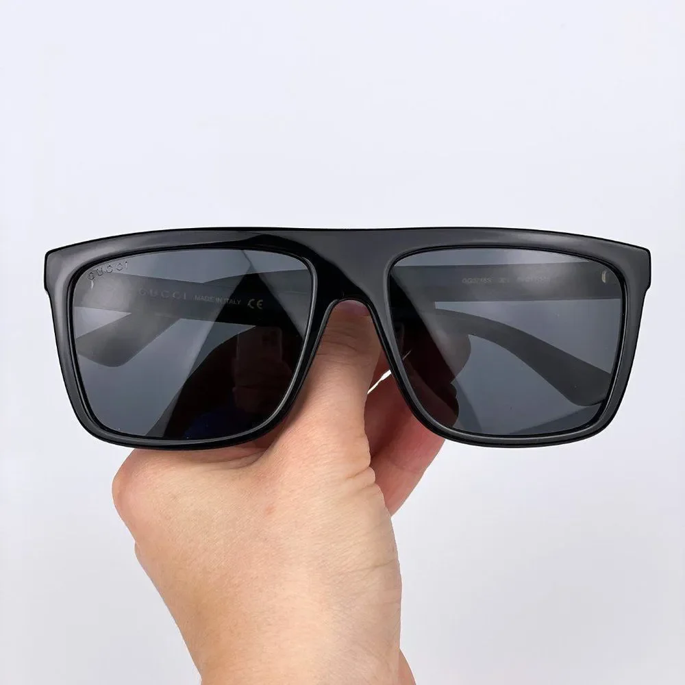 Gucci GG0748S 001 Sunglasses Black Gray Rectangle Men